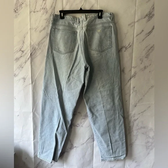VTG EARLY 90S GUESS GREEN TAG HIGH WAIST DENIM JEANS 36/32 - Picture 6 of 14